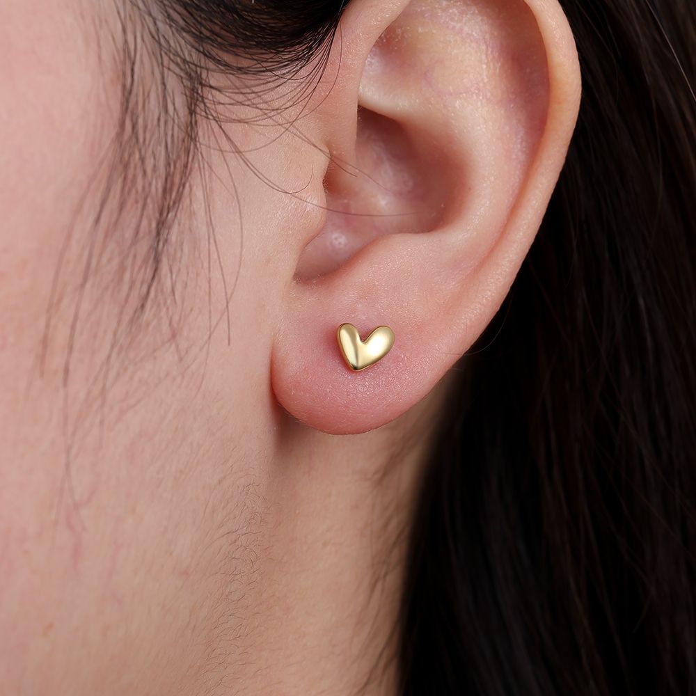 Heart Gold Plated Stainless Steel Studs