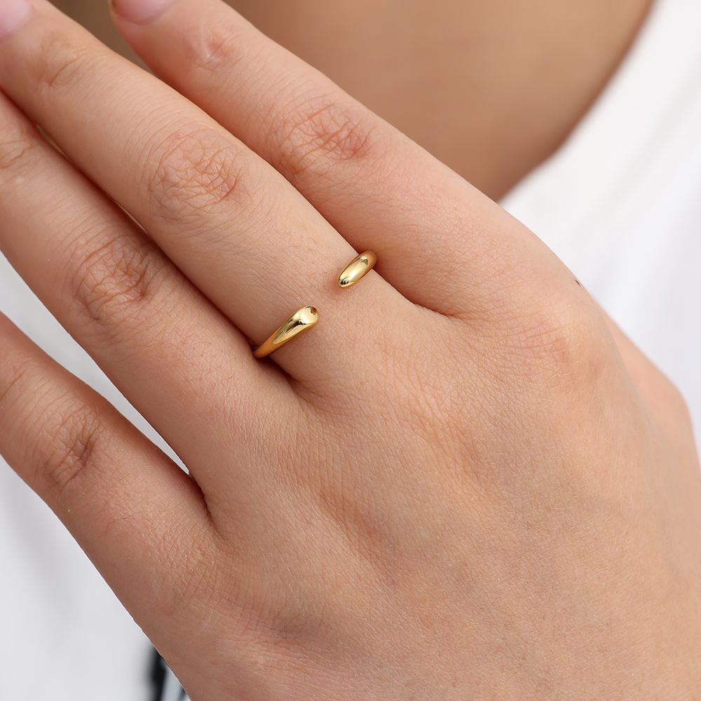 Simple Gold Plated Stainless Steel Adjustable Ring