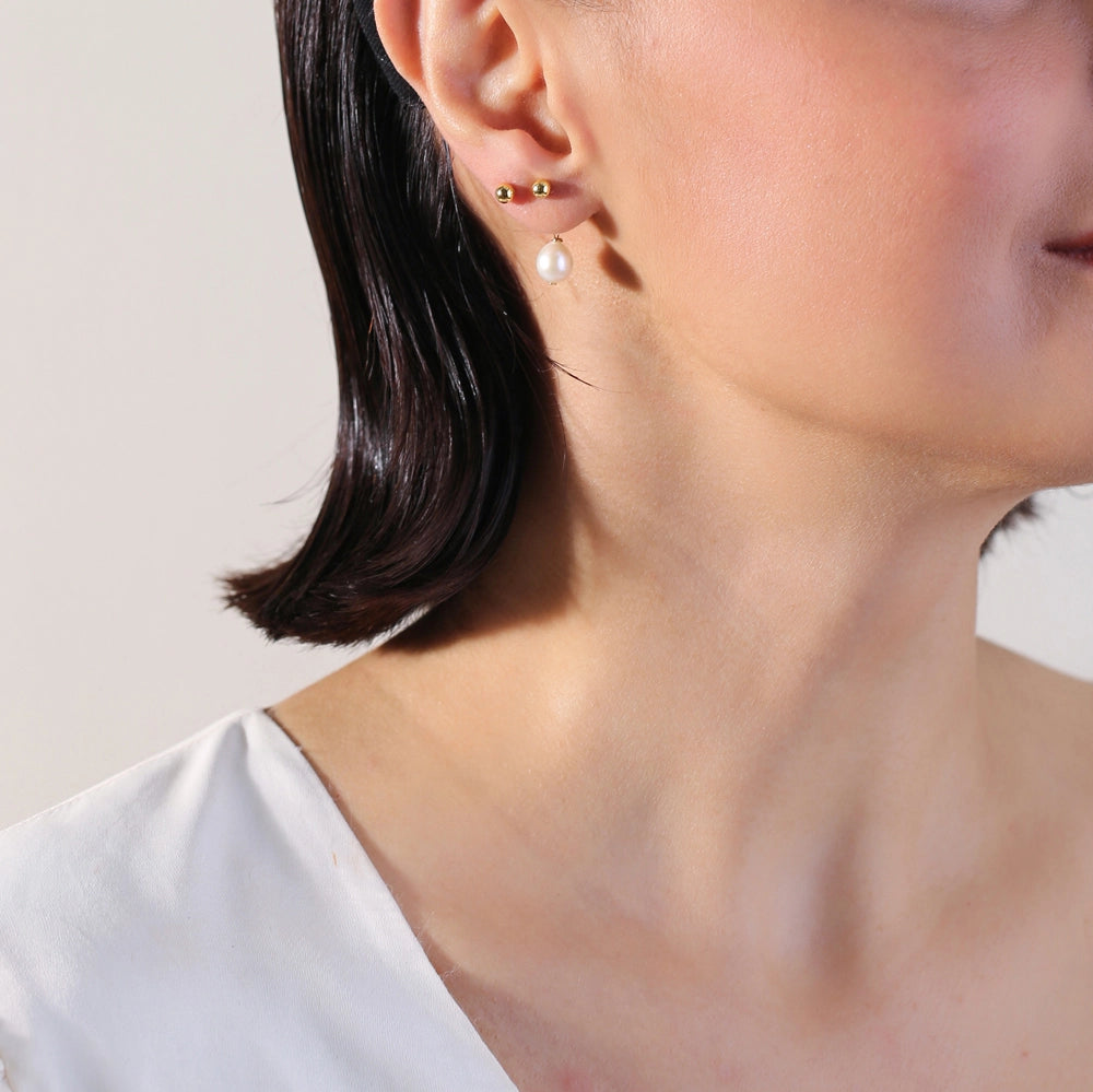 Pearl Clasp Gold Plated Sterling Silver Drop Earrings