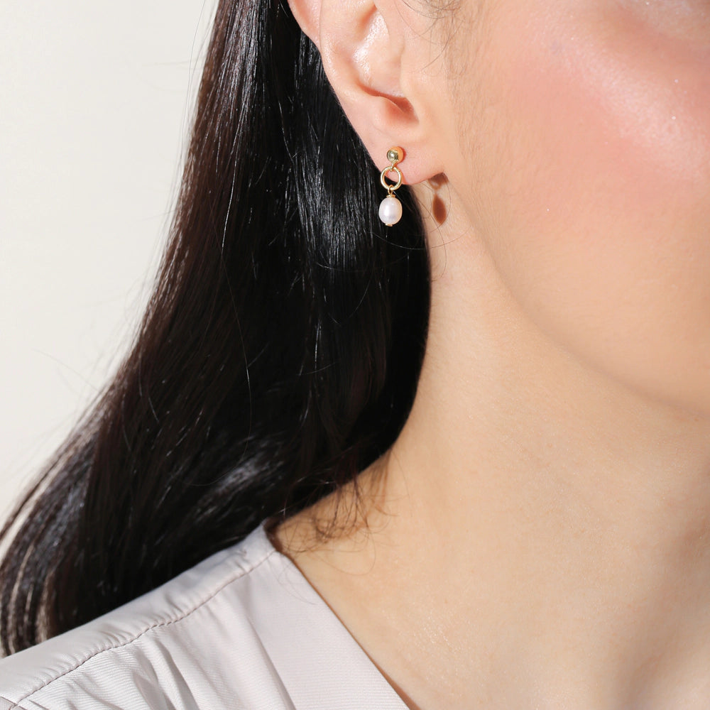 Pearl Gold Plated Sterling Silver Drop Earrings