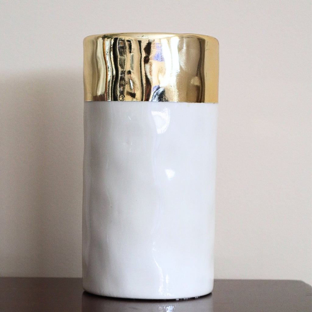 Gold & White Cylinder Vase