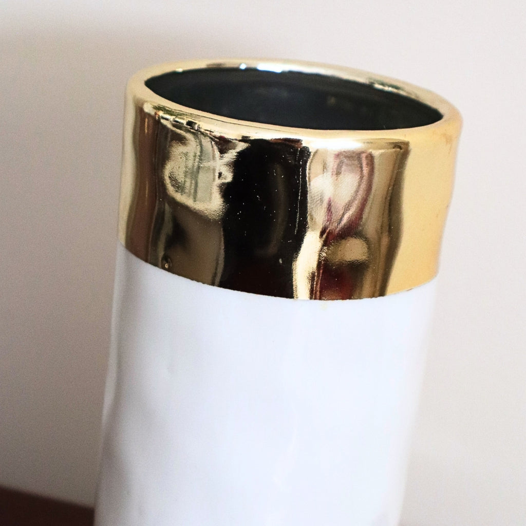 Gold & White Cylinder Vase