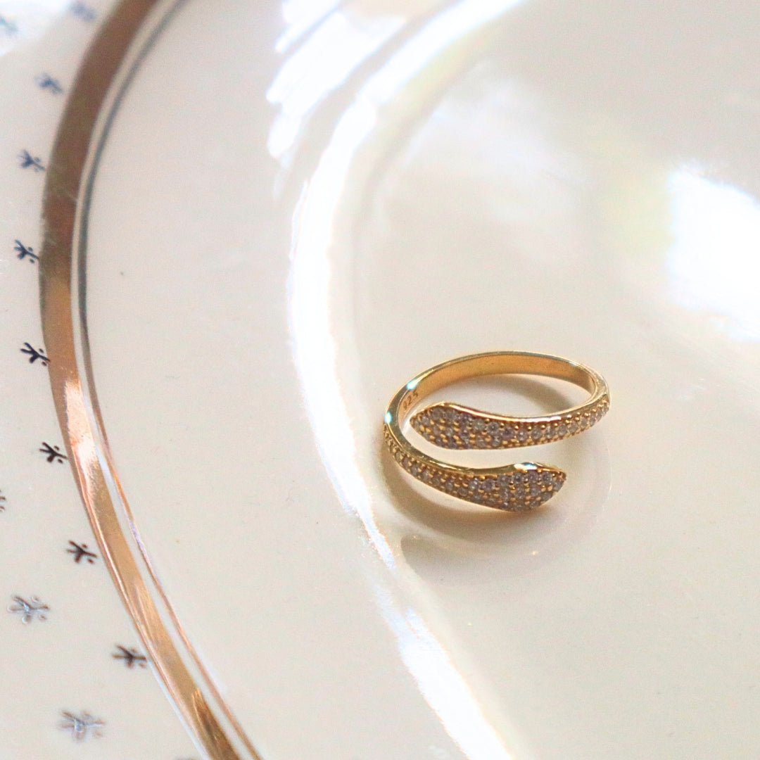 Serpent Wrap Ring in Gold Plated Sterling Silver