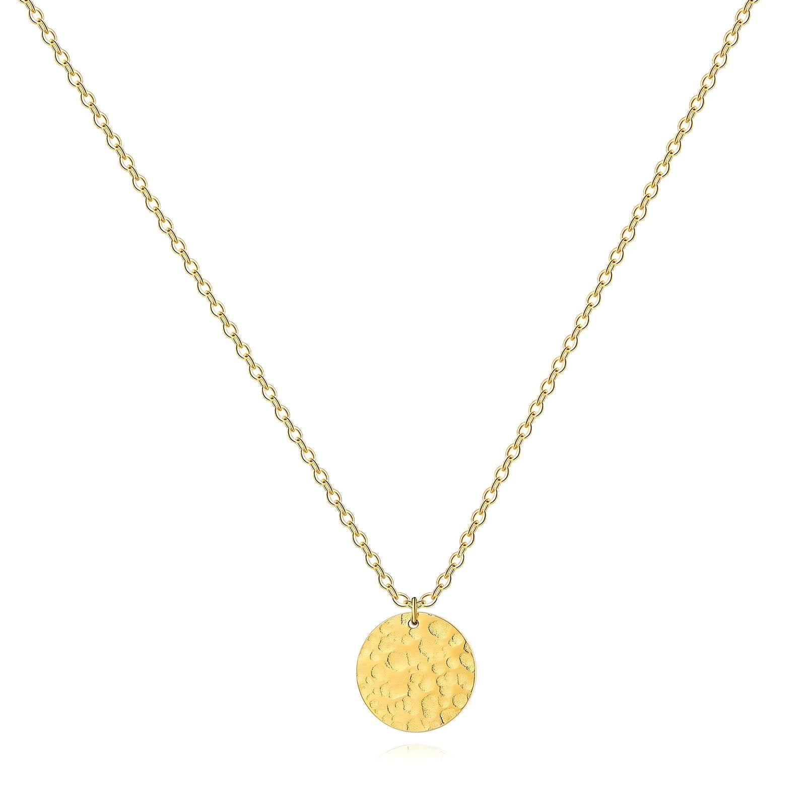 Dented Circle Necklace in 18K Gold Plated Stainless Steel