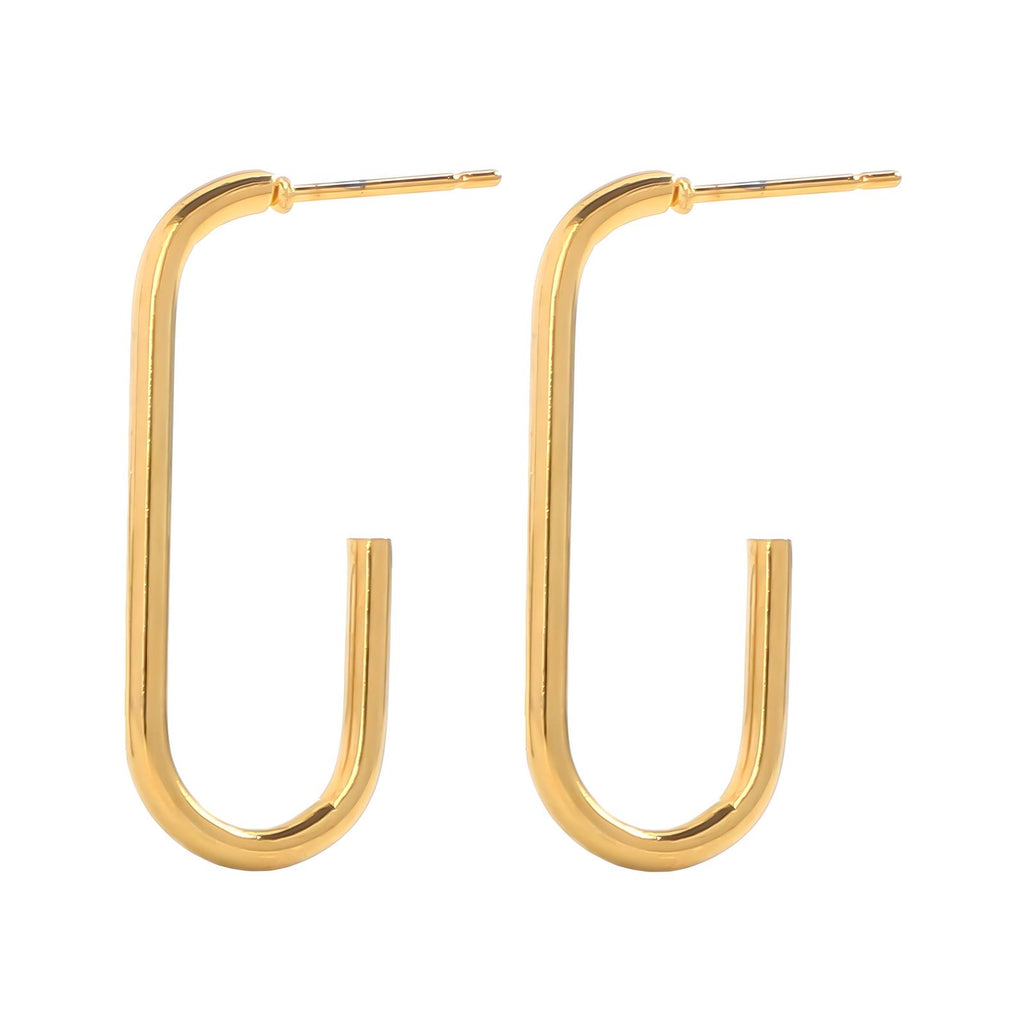 Paper Clip Drop Earrings in 18K Gold Plated Stainless Steel