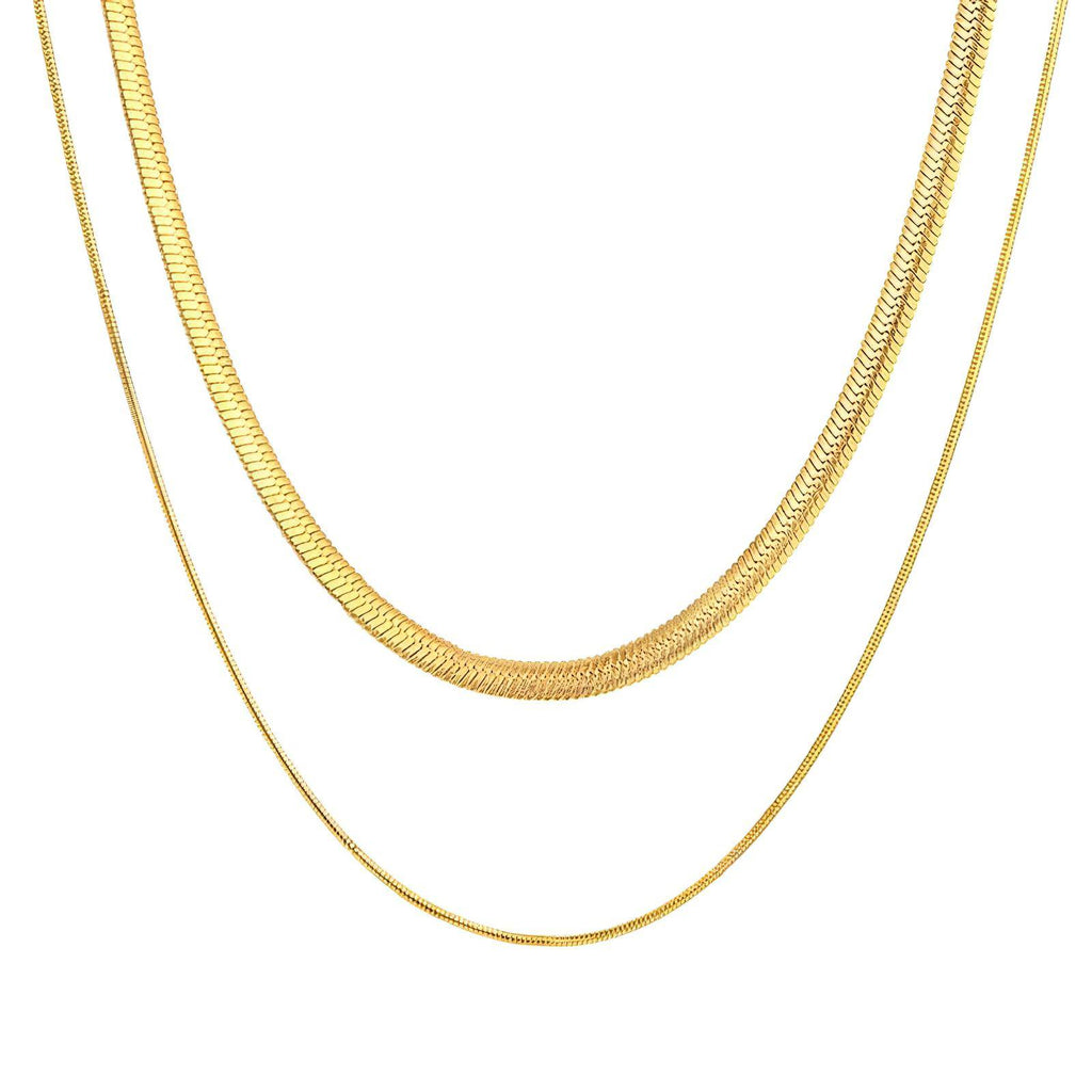 Layered Chain Necklace in 18K Gold Plated Stainless Steel