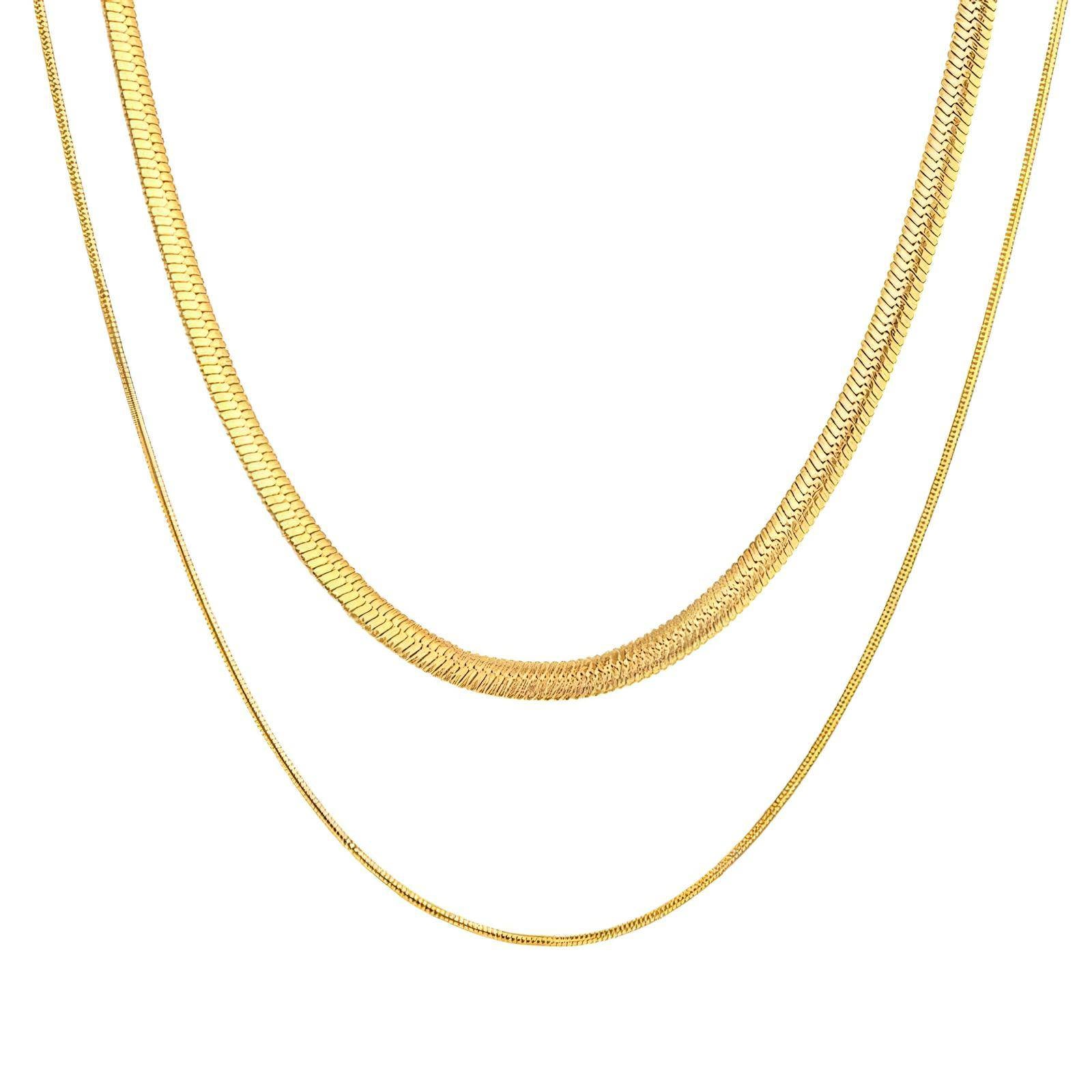 Layered Chain Necklace in 18K Gold Plated Stainless Steel