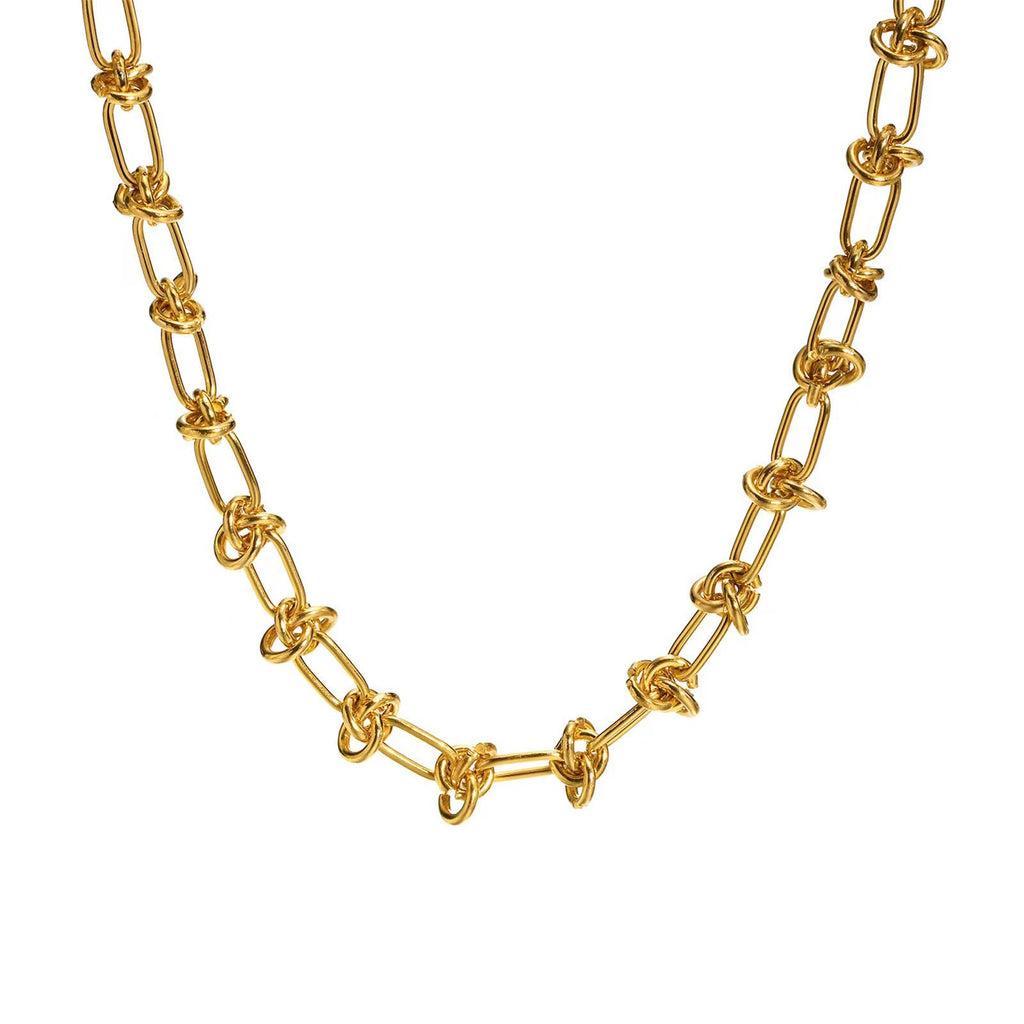 Knotted Link Chain in 18K Gold Plated Stainless Steel