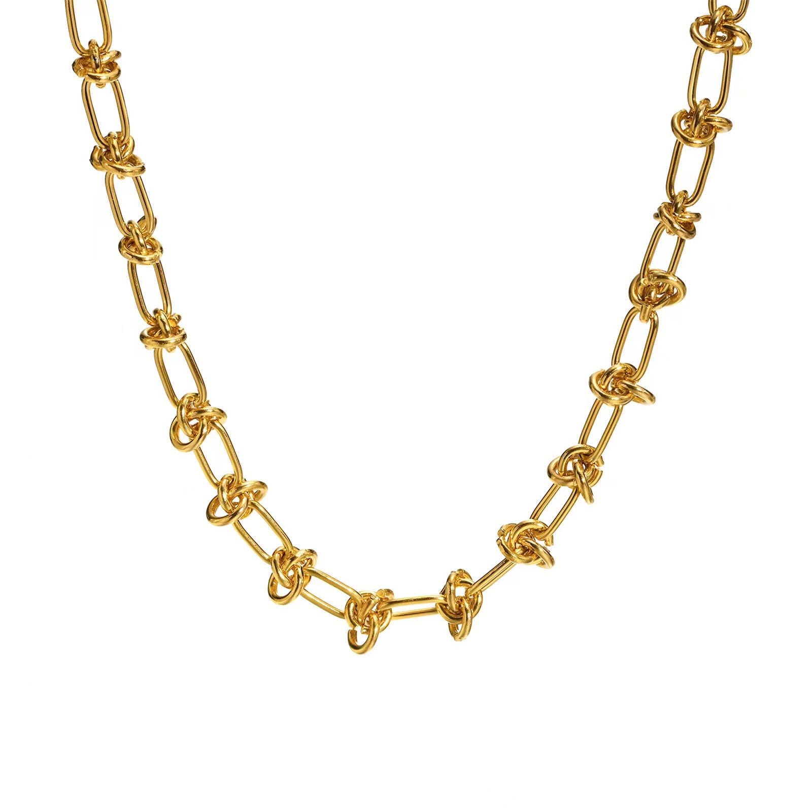 Knotted Link Chain in 18K Gold Plated Stainless Steel