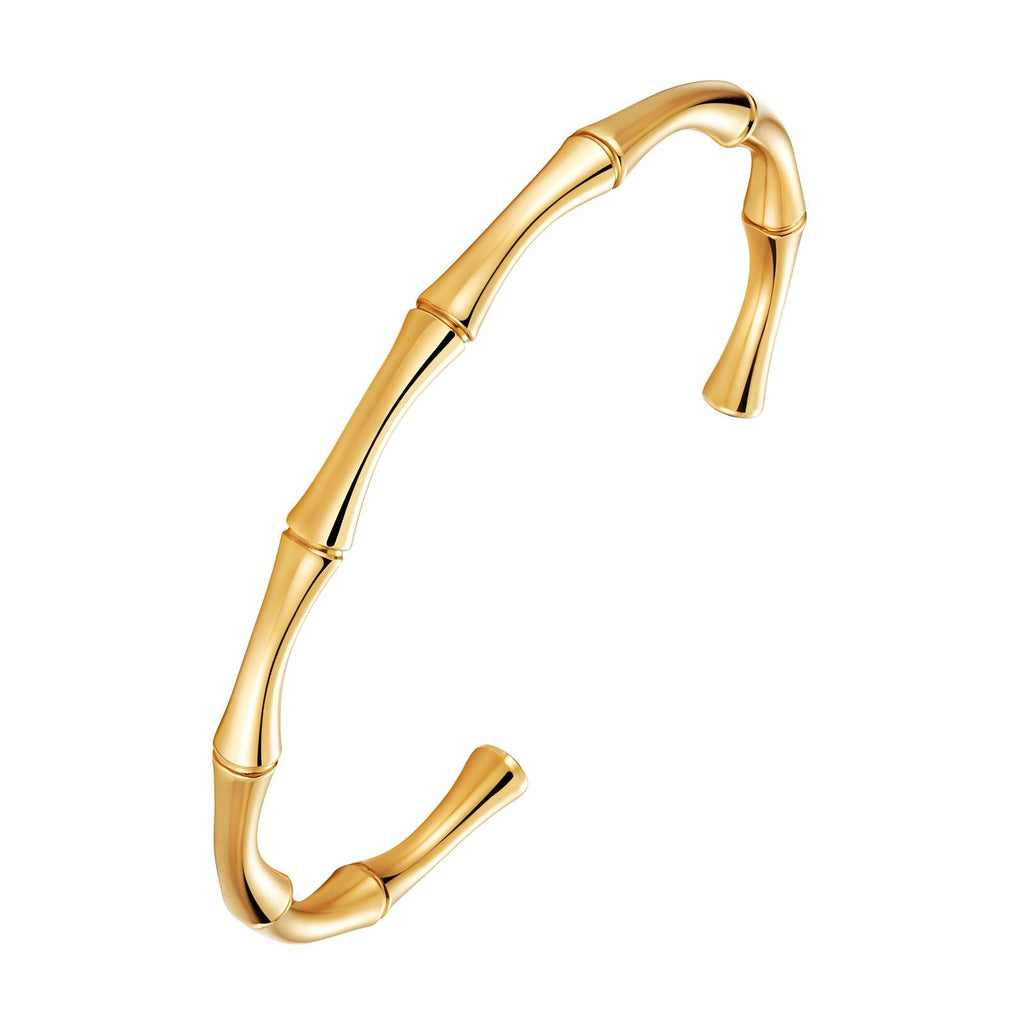 Bamboo Cuff Bracelet in 18K Gold Plated Stainless Steel