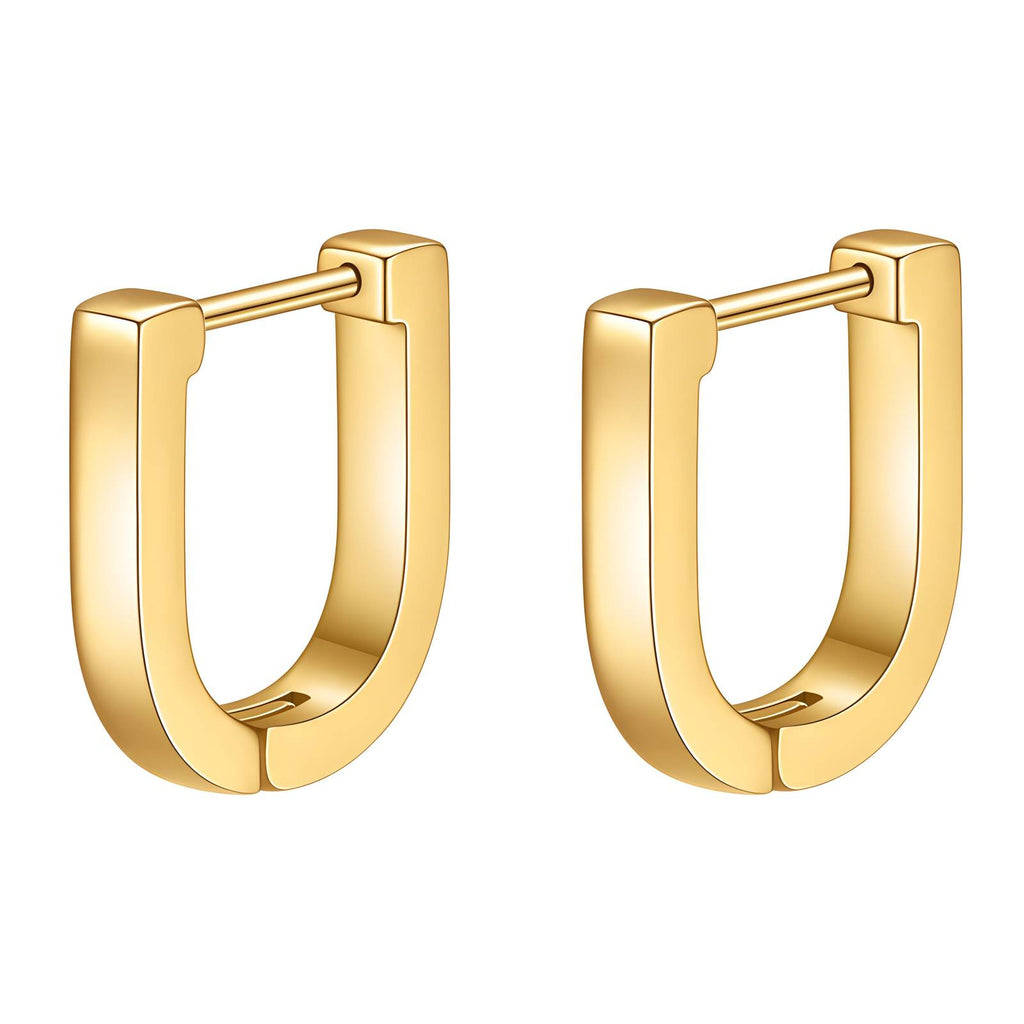 U-Bar Huggie Earrings in 18K Gold Plated Stainless Steel