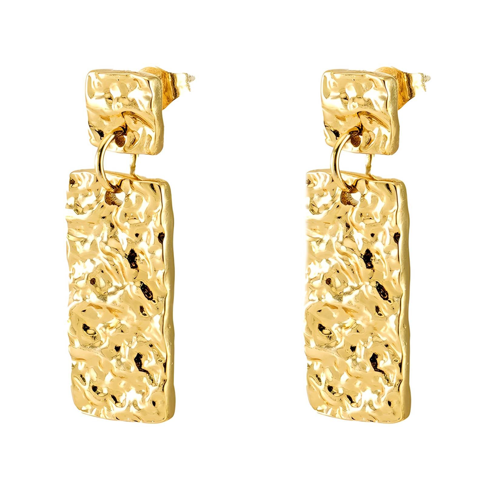 Dented Dangle Earrings in 18K Gold Plated Stainless Steel