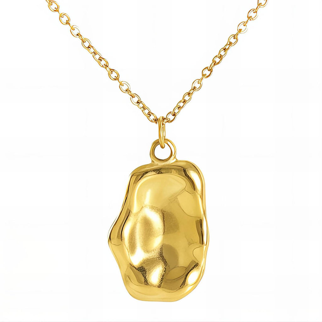 Dented Pendant Necklace in 18K Gold Plated Stainless Steel