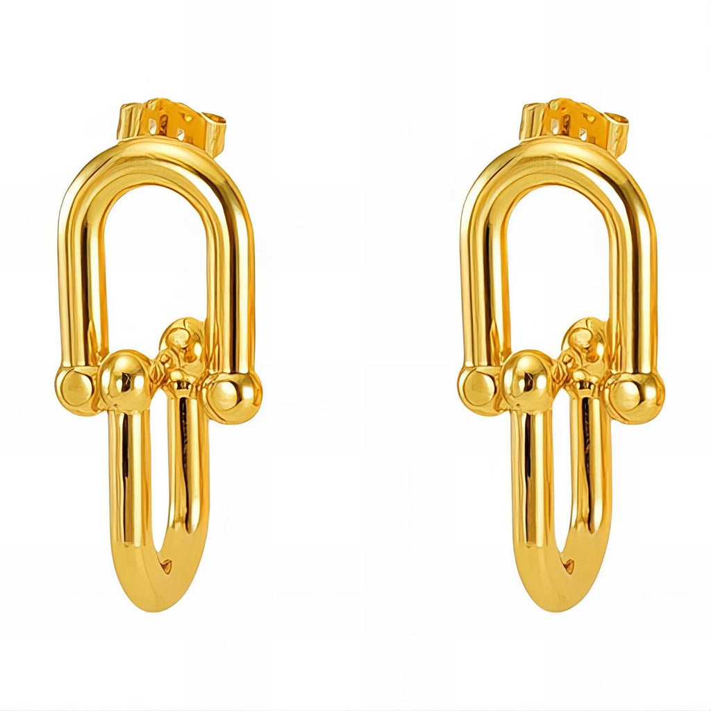 Shackle Drop Earrings in 18K Gold Plated Stainless Steel