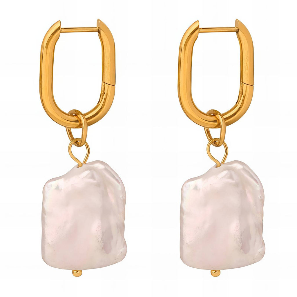 Molten Pearl Drop Earrings in 18K Gold Plated Stainless Steel