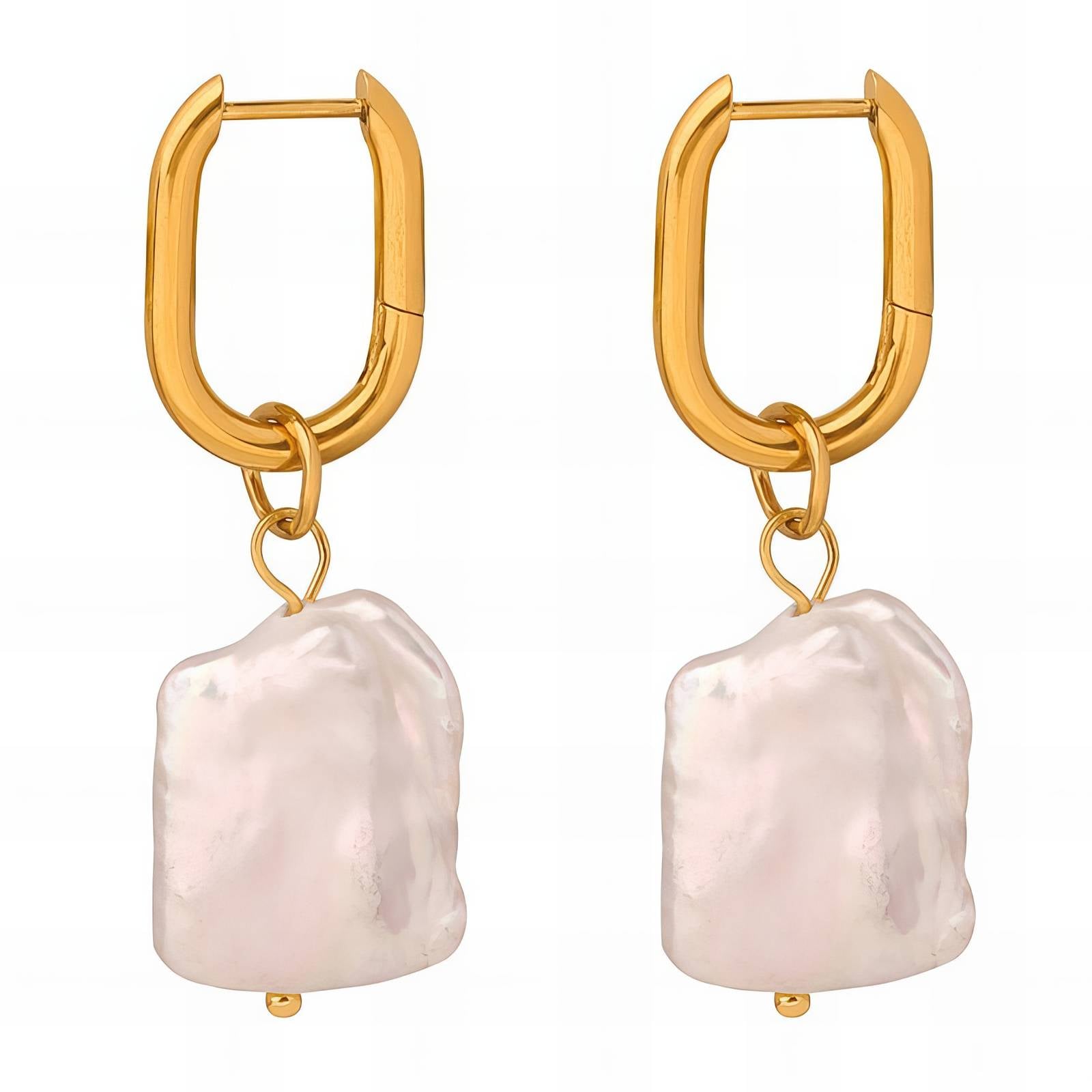 Molten Pearl Drop Earrings in 18K Gold Plated Stainless Steel