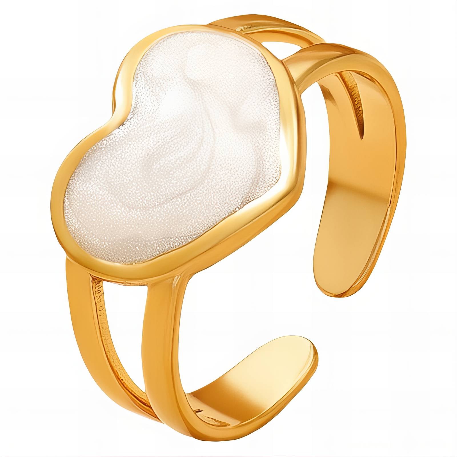 Heart Ring, 18K Gold Plated Steel
