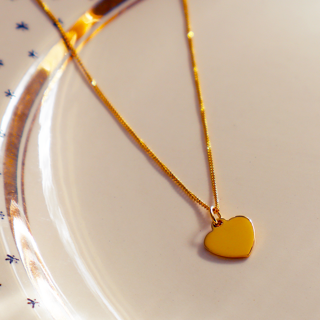 Heart Pendant with 18" Gold Plated Sterling Silver Chain