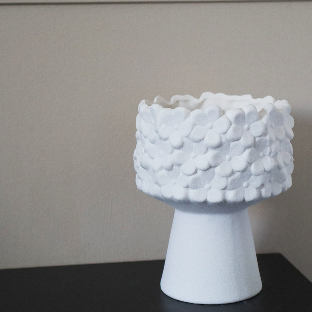 Floral Textured Stone Vase