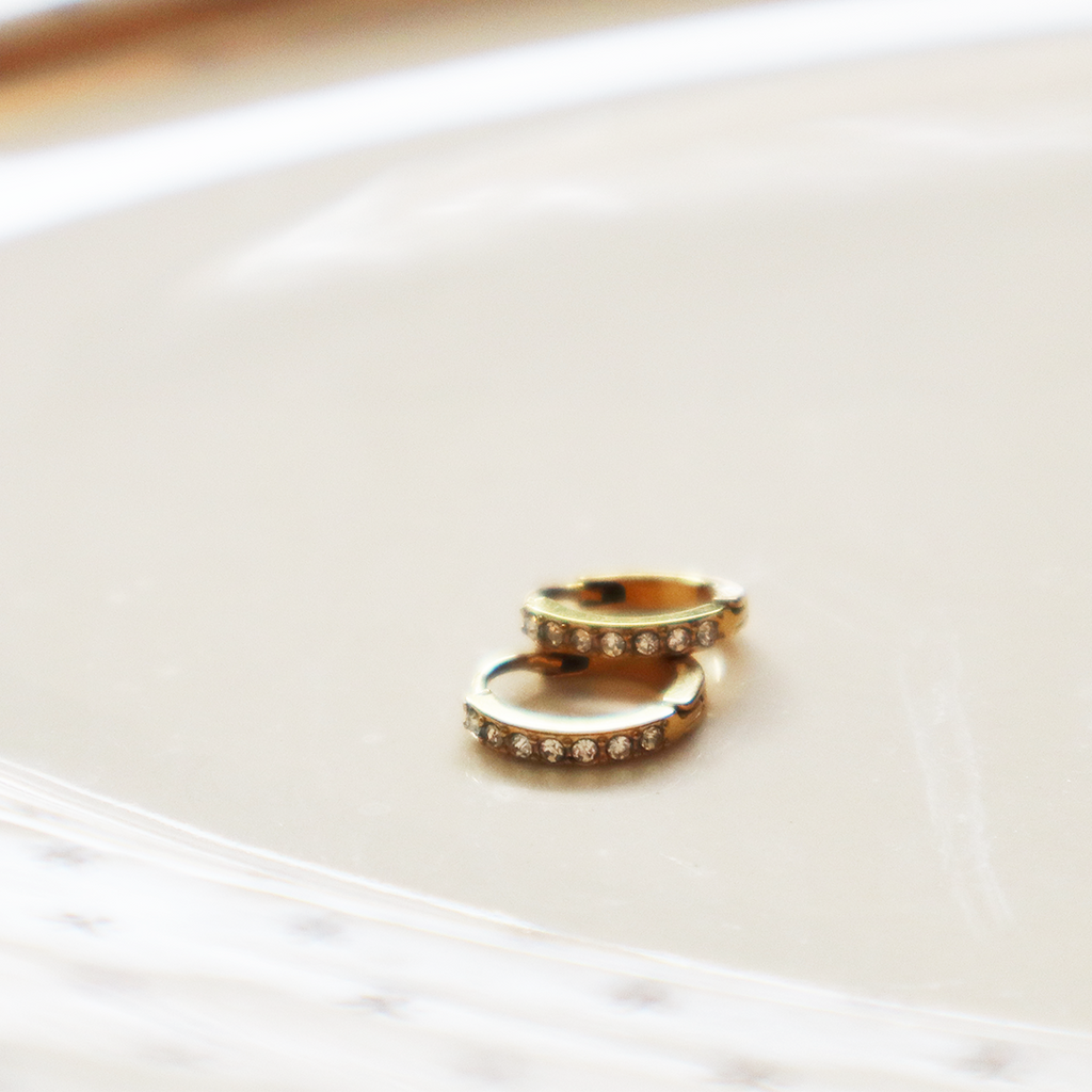 Zirconia Gold Plated Stainless Steel Huggies