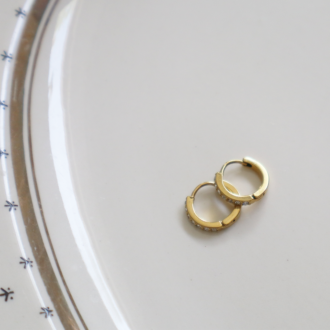 Zirconia Gold Plated Stainless Steel Huggies