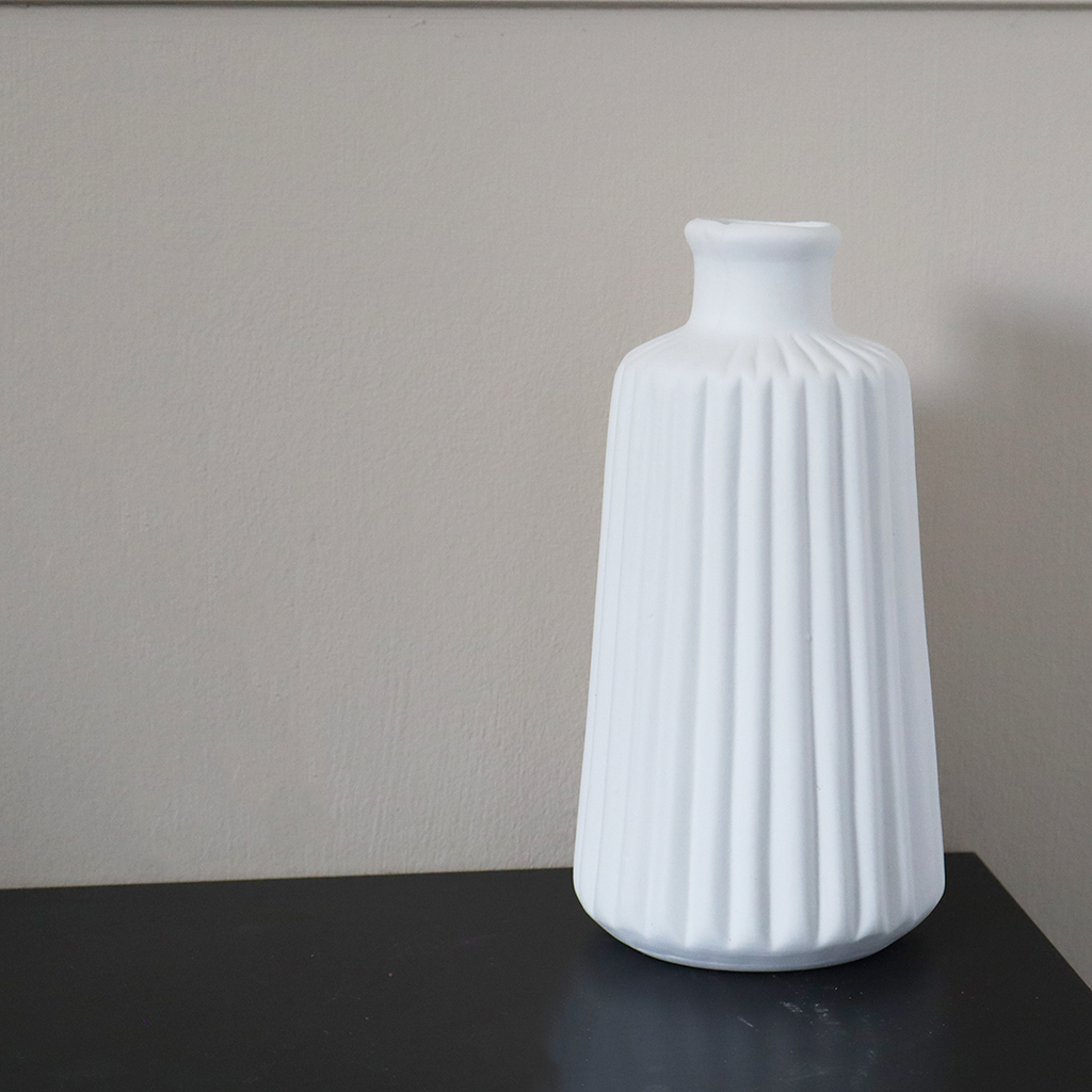 Artisan Ribbed Porcelain Vase