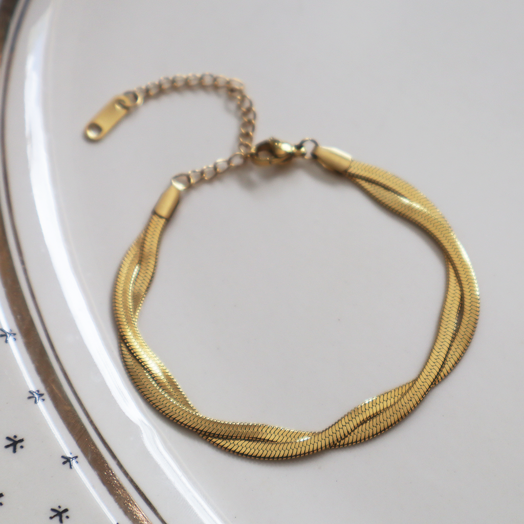 Twisted Snake Bracelet in 18K Gold Plated Stainless Steel