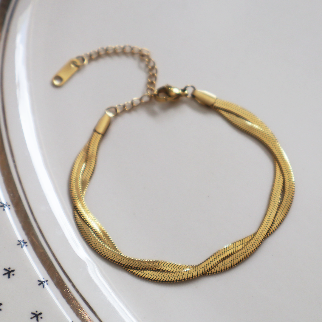 Twisted Snake Bracelet in 18K Gold Plated Stainless Steel