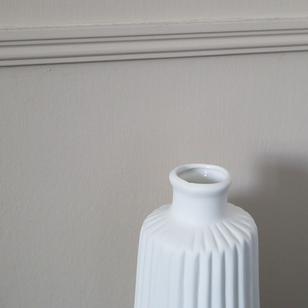 Artisan Ribbed Porcelain Vase