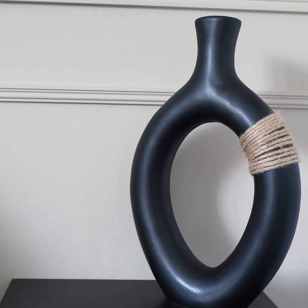 Slim Black String Vase