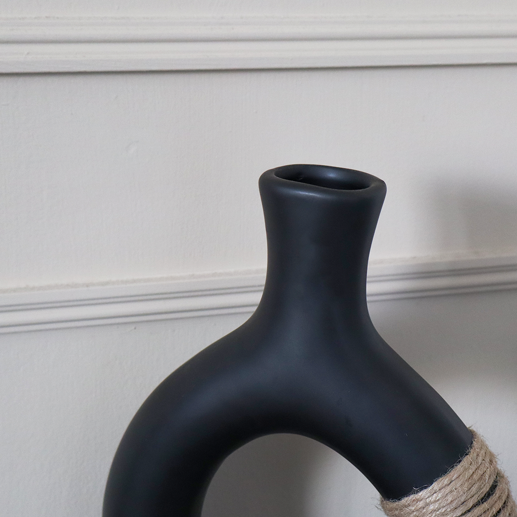 Slim Black String Vase