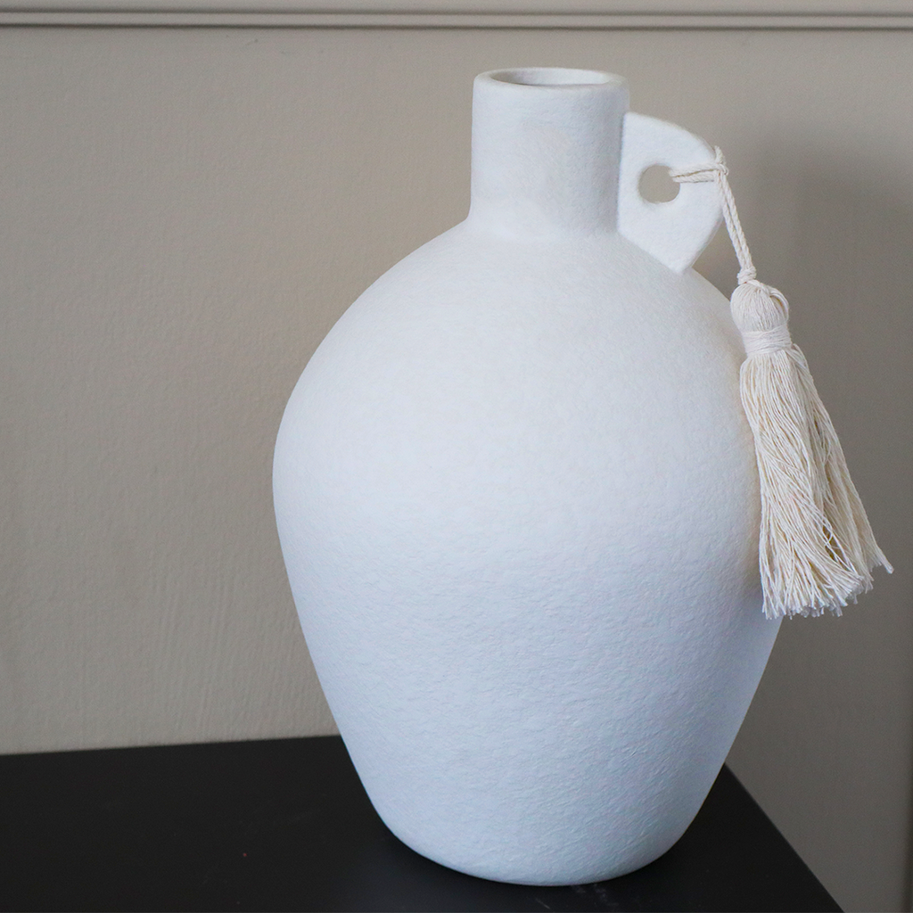 Stone Vase with Tassel Decorative