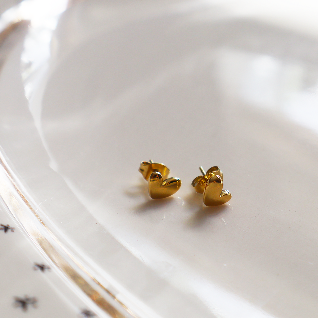 Heart Gold Plated Stainless Steel Studs