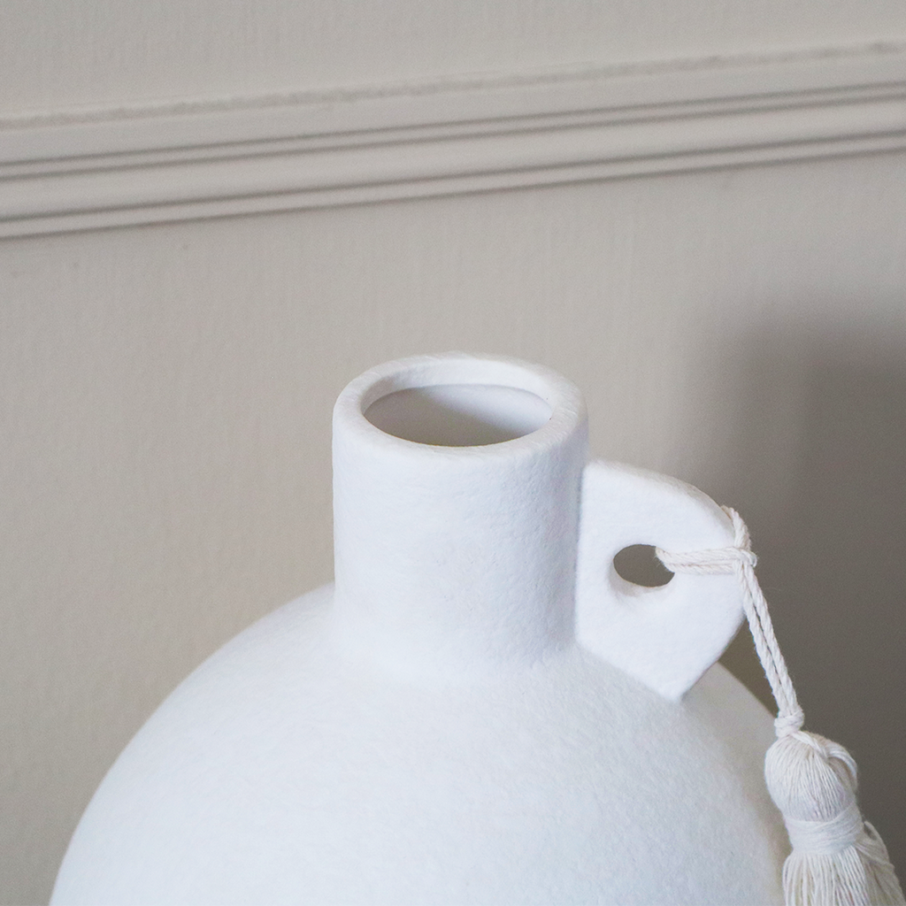 Stone Vase with Tassel Decorative