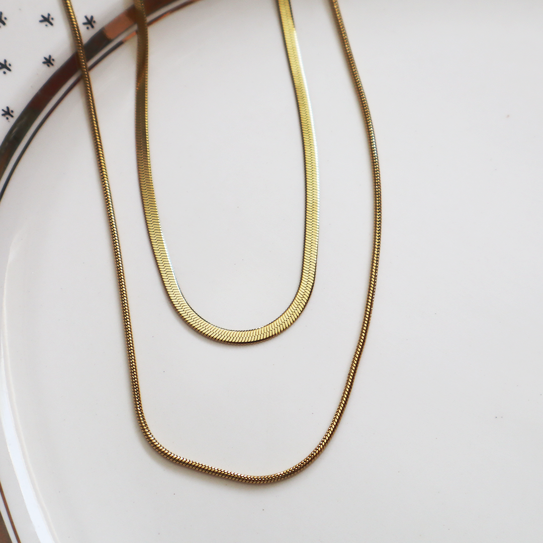 Layered Chain Necklace in 18K Gold Plated Stainless Steel