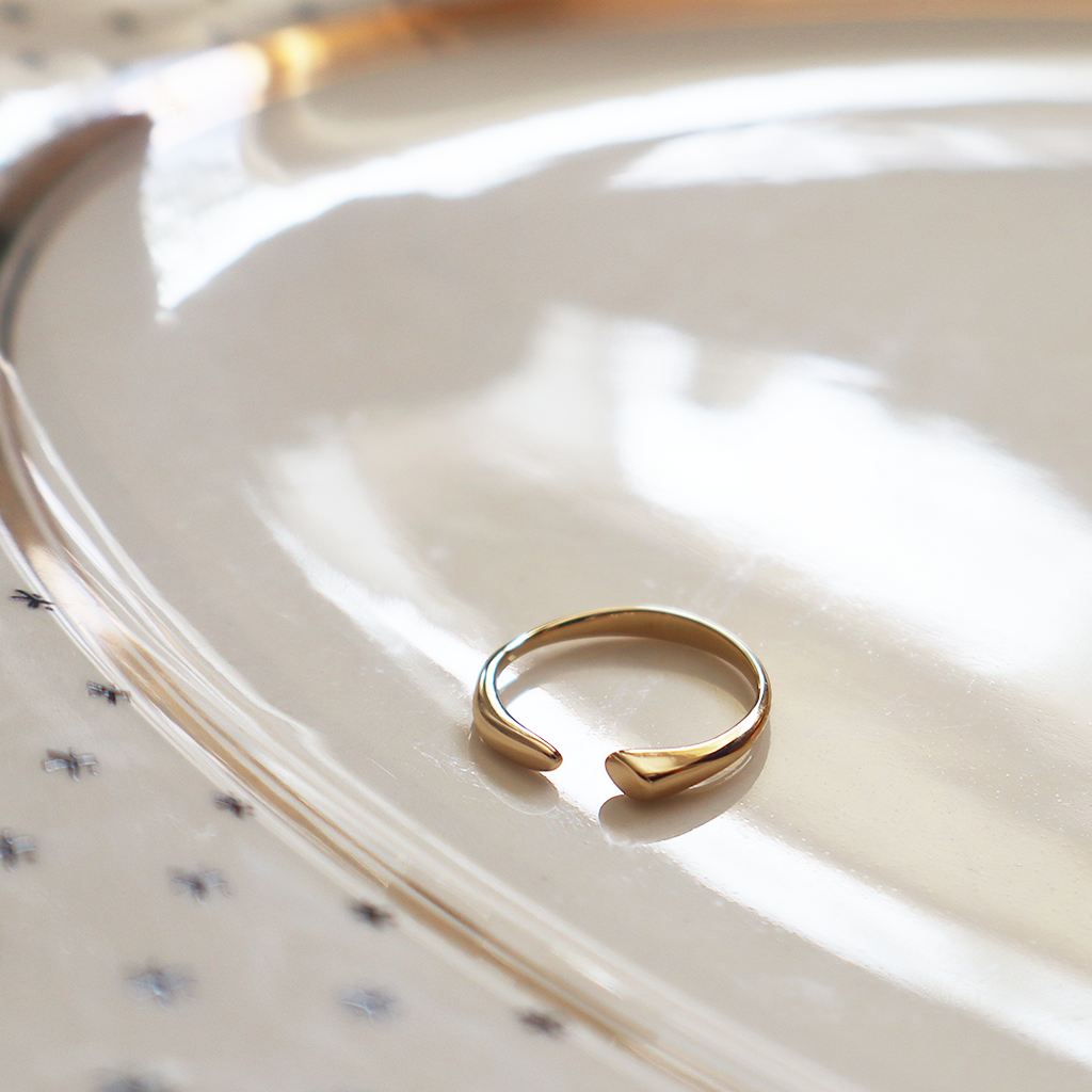 Simple Gold Plated Stainless Steel Adjustable Ring