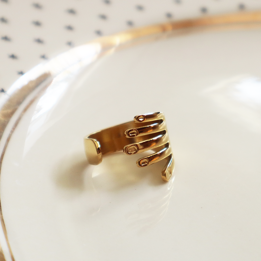 Adjustable Hand Ring in 18K Gold Plated Stainless Steel