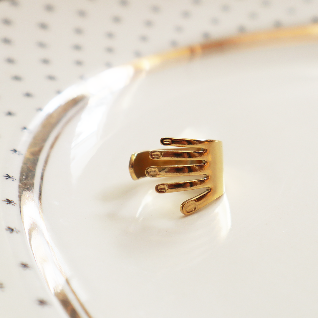 Adjustable Hand Ring in 18K Gold Plated Stainless Steel