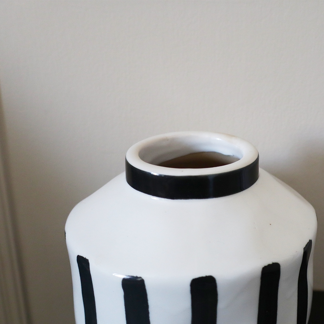 Bold Striped Black & White Vase