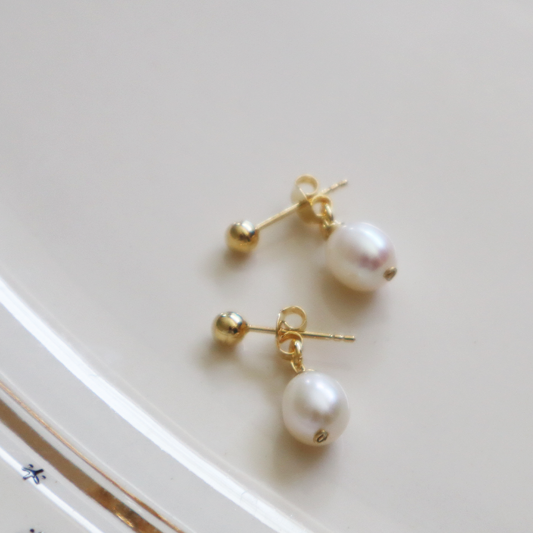 Pearl Clasp Gold Plated Sterling Silver Drop Earrings