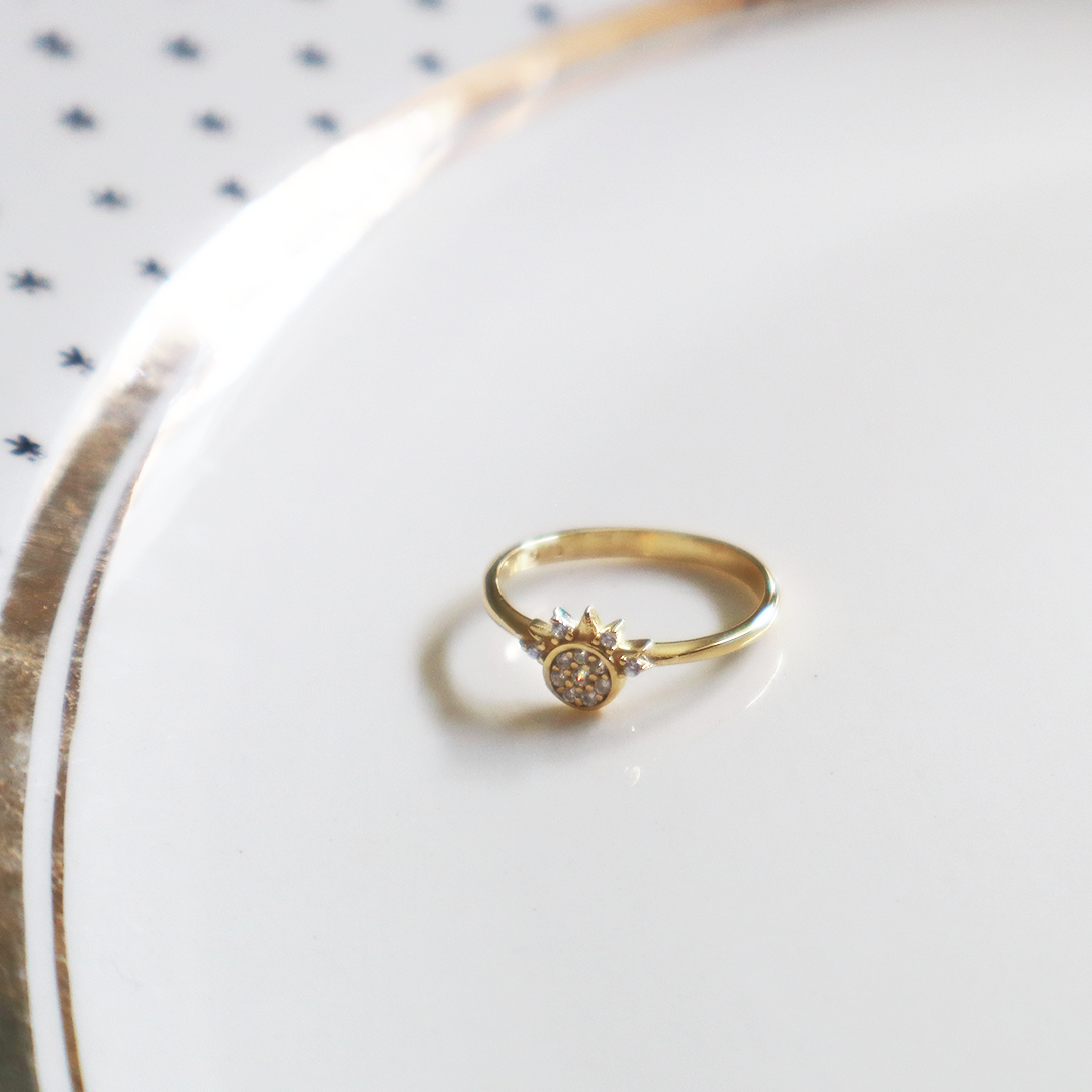CZ Star Gold Plated Sterling Silver Ring