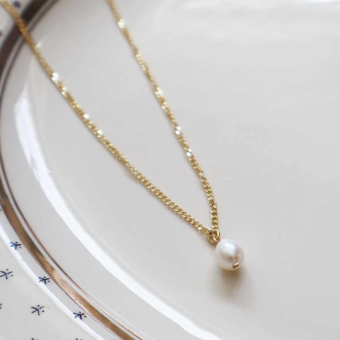 Pearl Gold Plated Sterling Silver Chain