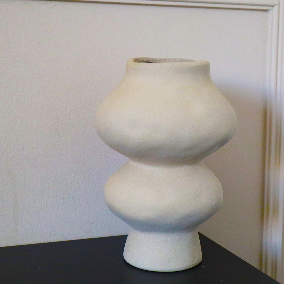 Layered Beige Stone Vase