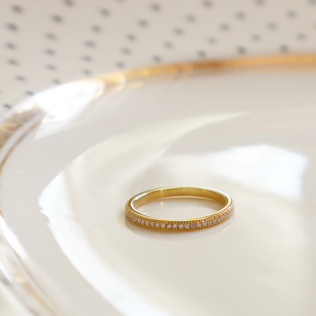 CZ Skinny Band Gold Plated Sterling Silver Ring