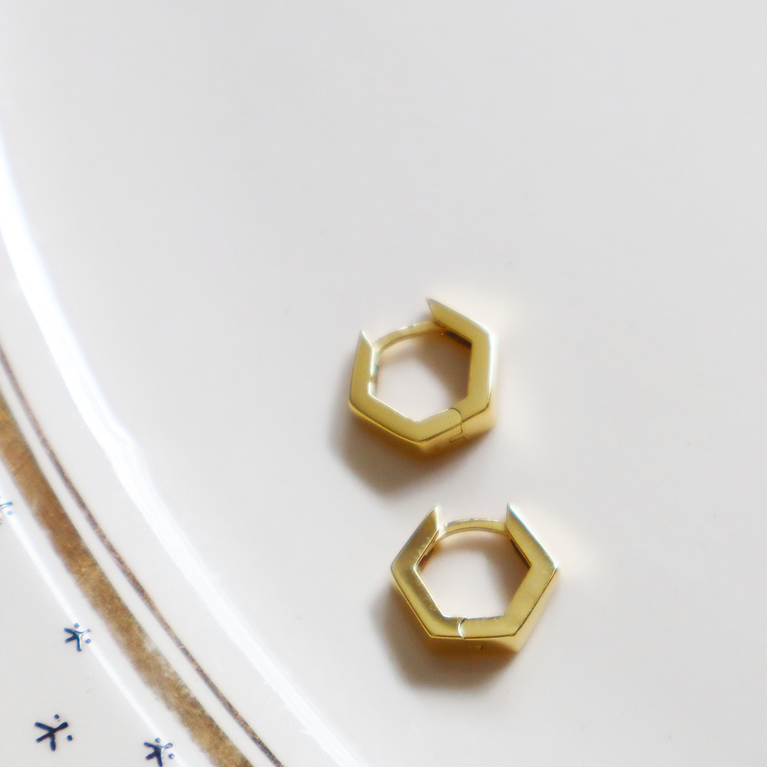 Geometric Gold Plated Sterling Silver Hoops
