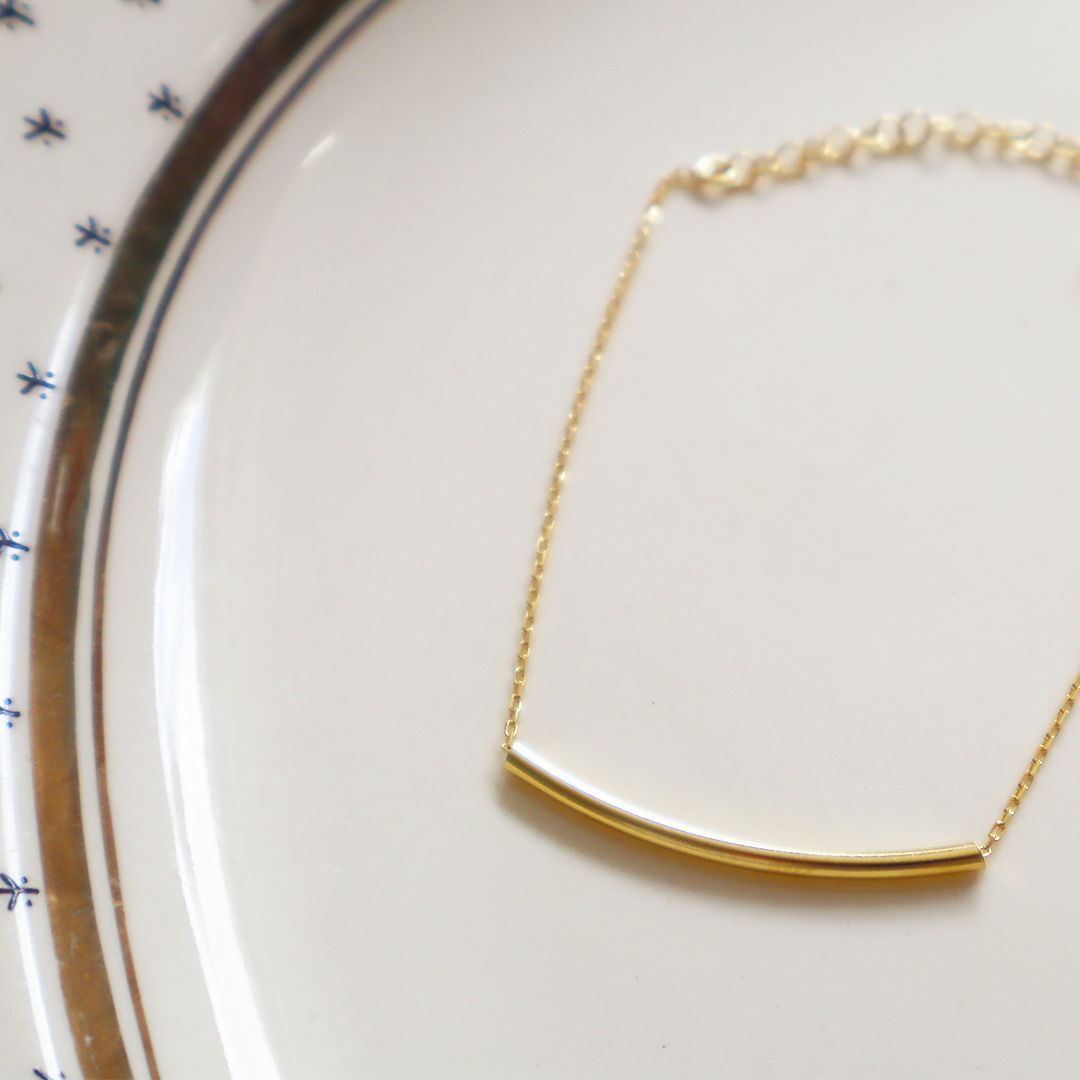 Simple Bar Gold Plated Sterling Silver Bracelet