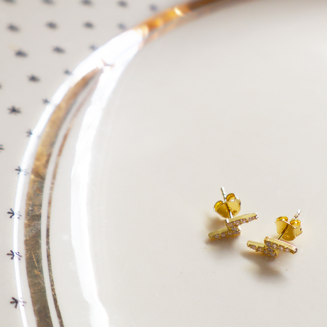 Zircon Lighting Gold Plated Sterling Silver Studs