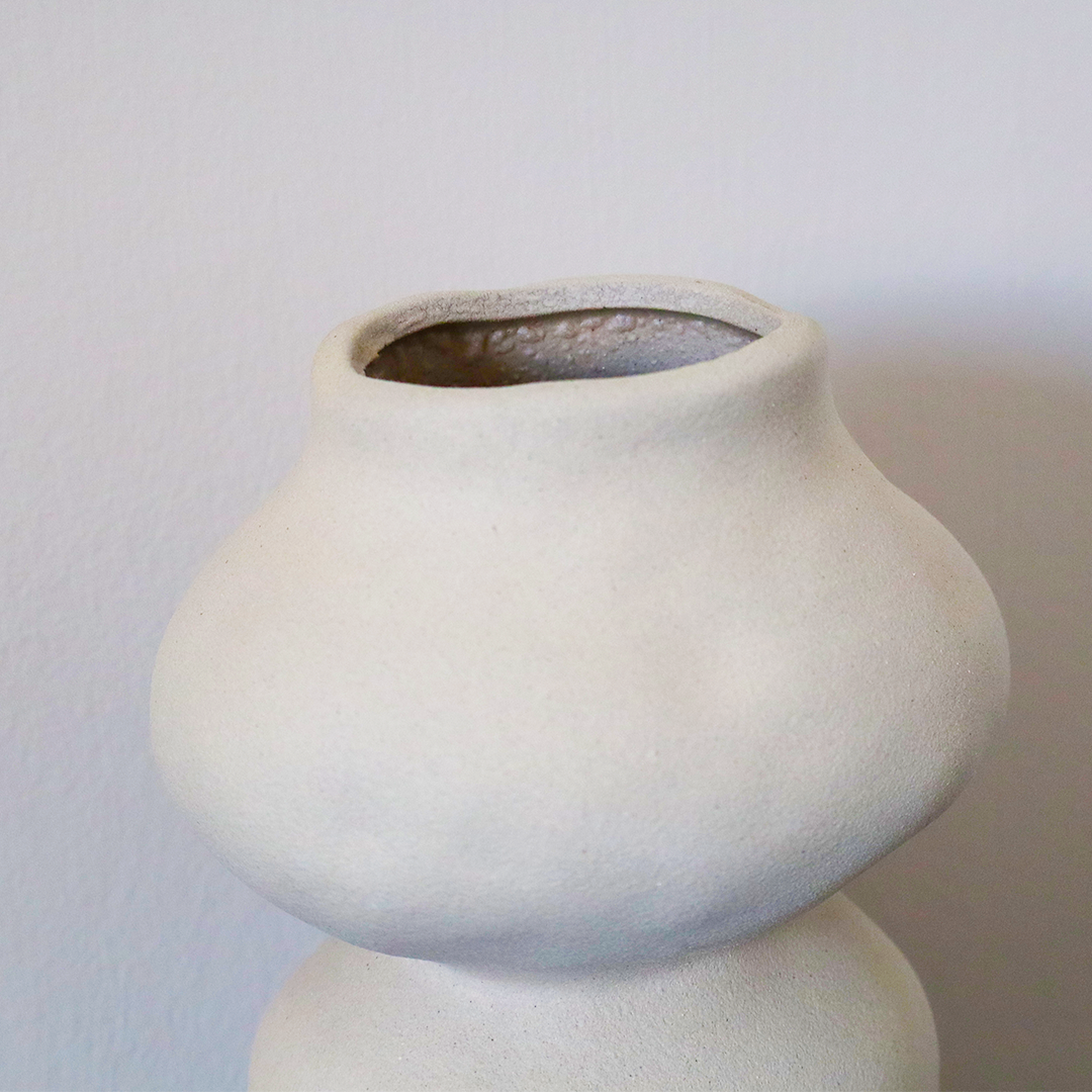 Layered Beige Stone Vase