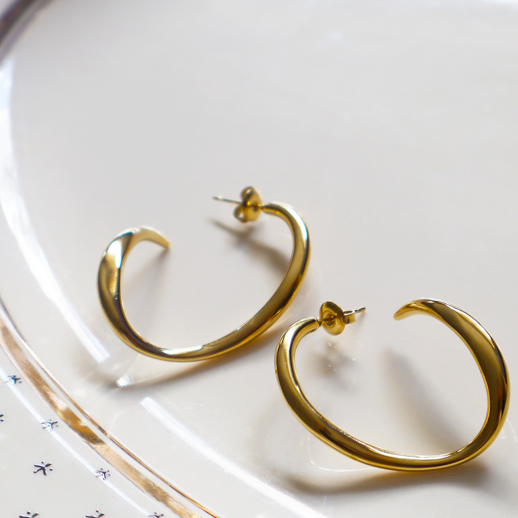 Egg Hoop Gold Plated Stainless Steel Earrings