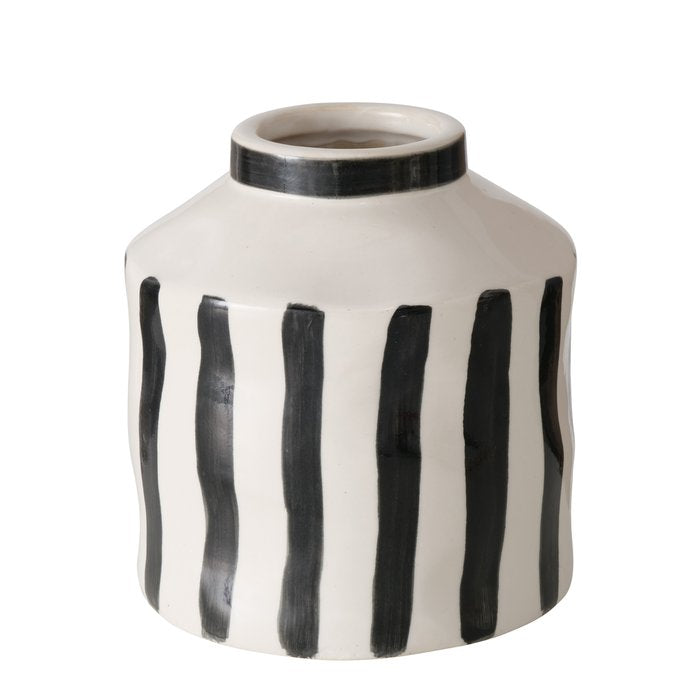 Bold Striped Black & White Vase